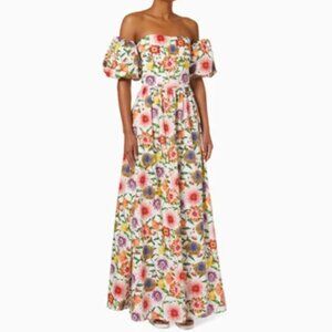 $1000 Borgo de nor off shoulder puff sleeve dress floral wedding gown Juliet xs